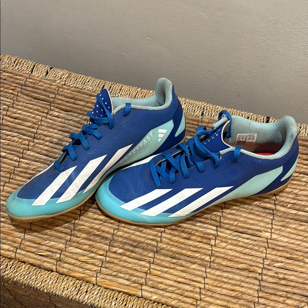 Adidas Crazyfast Indoor Soccer Blue and White Shoes